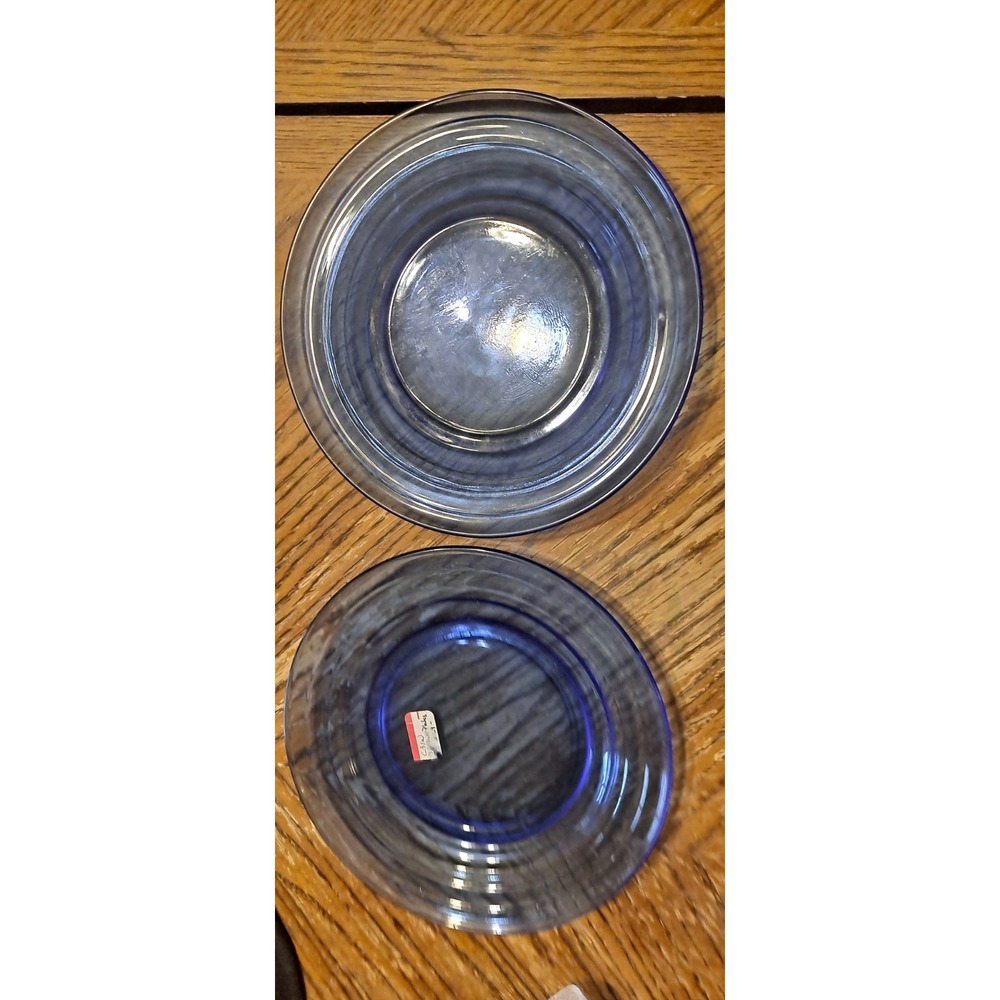 2- Vintage Cobalt‎ Blue Moderntone Depression Glass 7" Plate Mint Hazel-Atlas